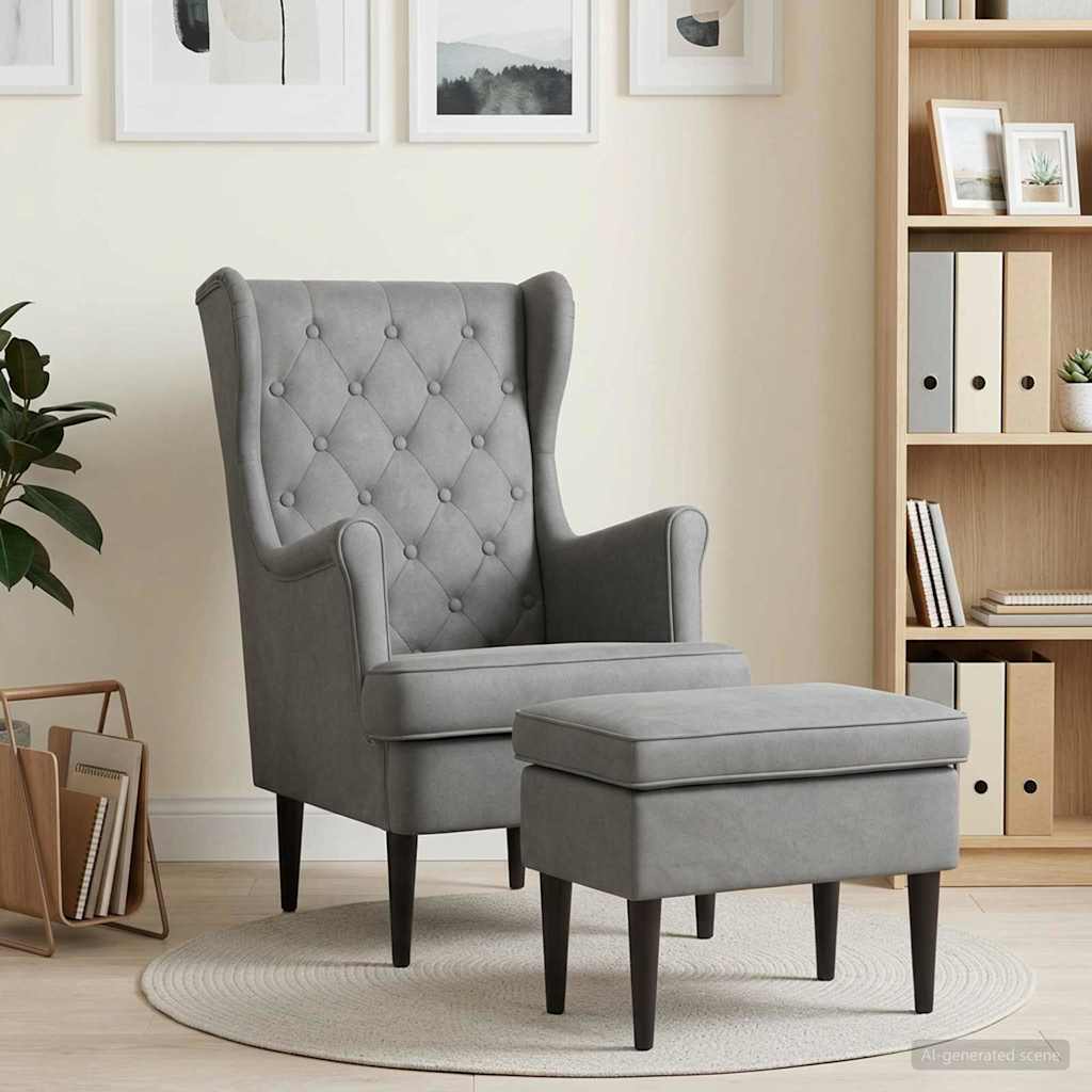 Vidaxl fauteuil met voetenbank 2 st donkergrijs fluweel