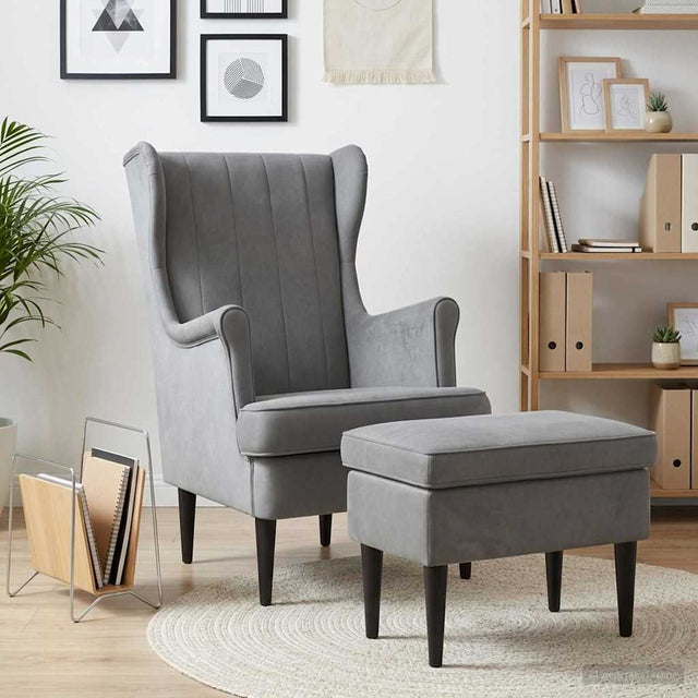 Vidaxl fauteuil met voetenbank 2 st donkergrijs fluweel