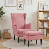Vidaxl fauteuil met voetenbank 2 st roze fluweel