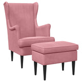 Vidaxl fauteuil met voetenbank 2 st roze fluweel