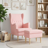 Vidaxl fauteuil met voetenbank 2 st roze bouclé