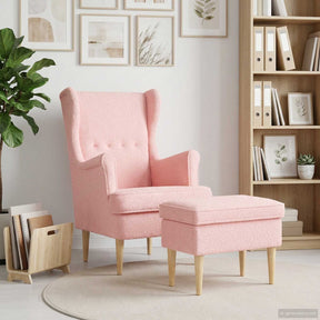 Vidaxl fauteuil met voetenbank 2 st roze bouclé
