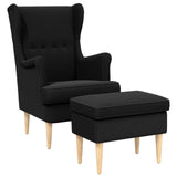 Vidaxl fauteuil met voetenbank 2 st zwart bouclé
