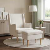 Vidaxl fauteuil met voetenbank 2 st crèmekleurig bouclé