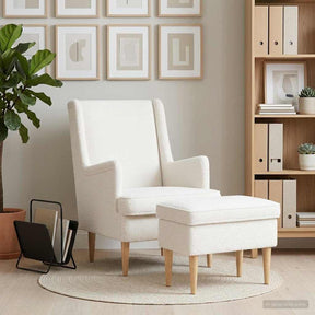 Vidaxl fauteuil met voetenbank 2 st crèmekleurig bouclé