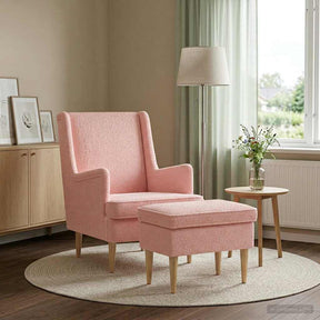 Vidaxl fauteuil met voetenbank 2 st roze bouclé