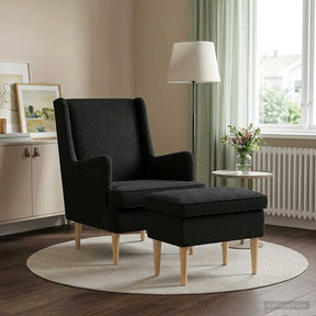 Vidaxl fauteuil met voetenbank 2 st zwart bouclé