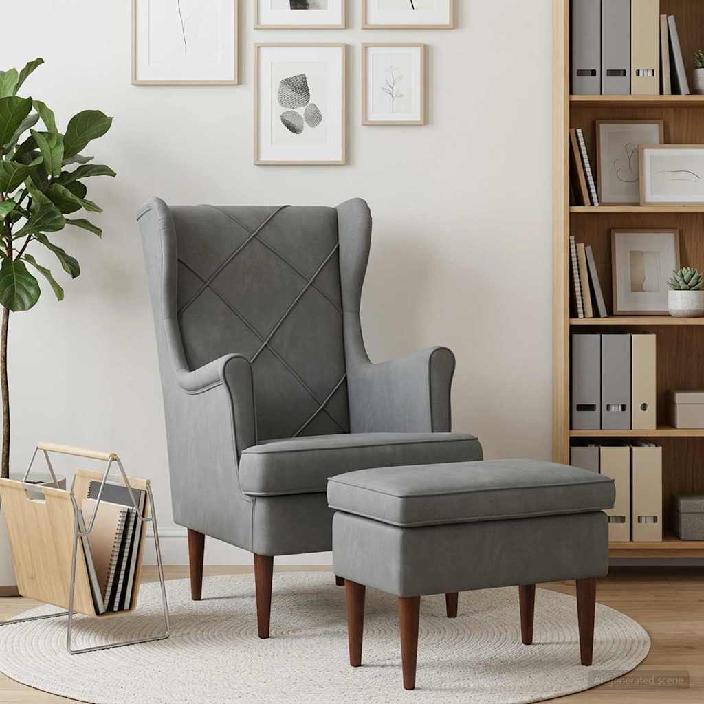Vidaxl fauteuil met voetenbank 2 st donkergrijs fluweel