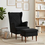 Vidaxl fauteuil met voetenbank 2 st zwart fluweel