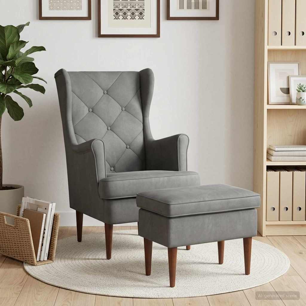Vidaxl fauteuil met voetenbank 2 st donkergrijs fluweel