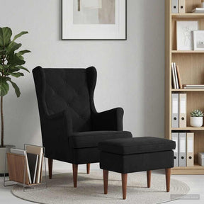 Vidaxl fauteuil met voetenbank 2 st zwart fluweel