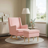 Vidaxl fauteuil met voetenbank 2 st roze bouclé