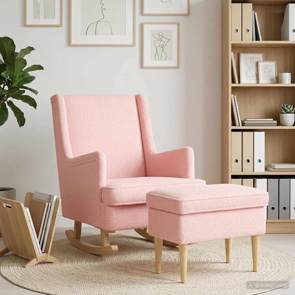 Vidaxl fauteuil met voetenbank 2 st roze bouclé