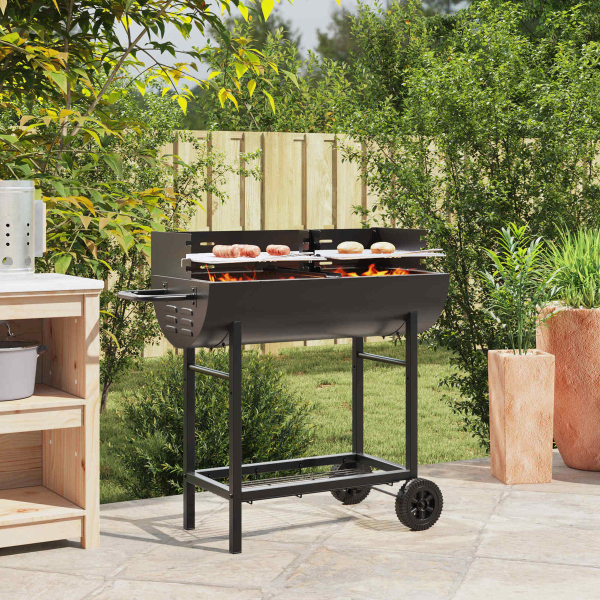 Vidaxl houtskoolgrill 96,5 x 42,5 x 88,5 cm zwart