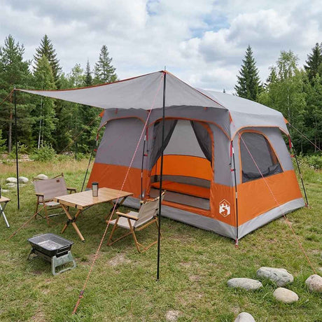 Vidaxl gezinstent 5-persoons grijs en oranje polyester
