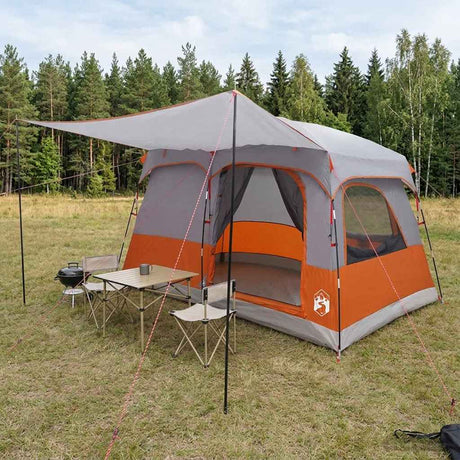 Vidaxl gezinstent 8-persoons grijs en oranje polyester