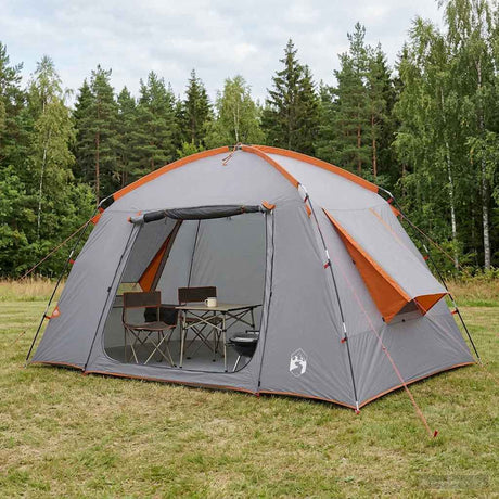 Vidaxl huisje tent 4-persoons grijs en oranje polyester