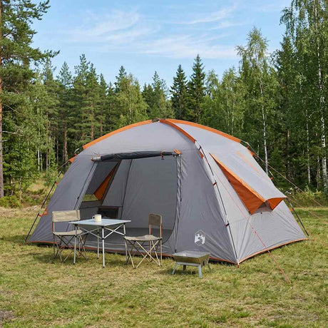 Vidaxl huisje tent 6-persoons grijs en oranje polyester