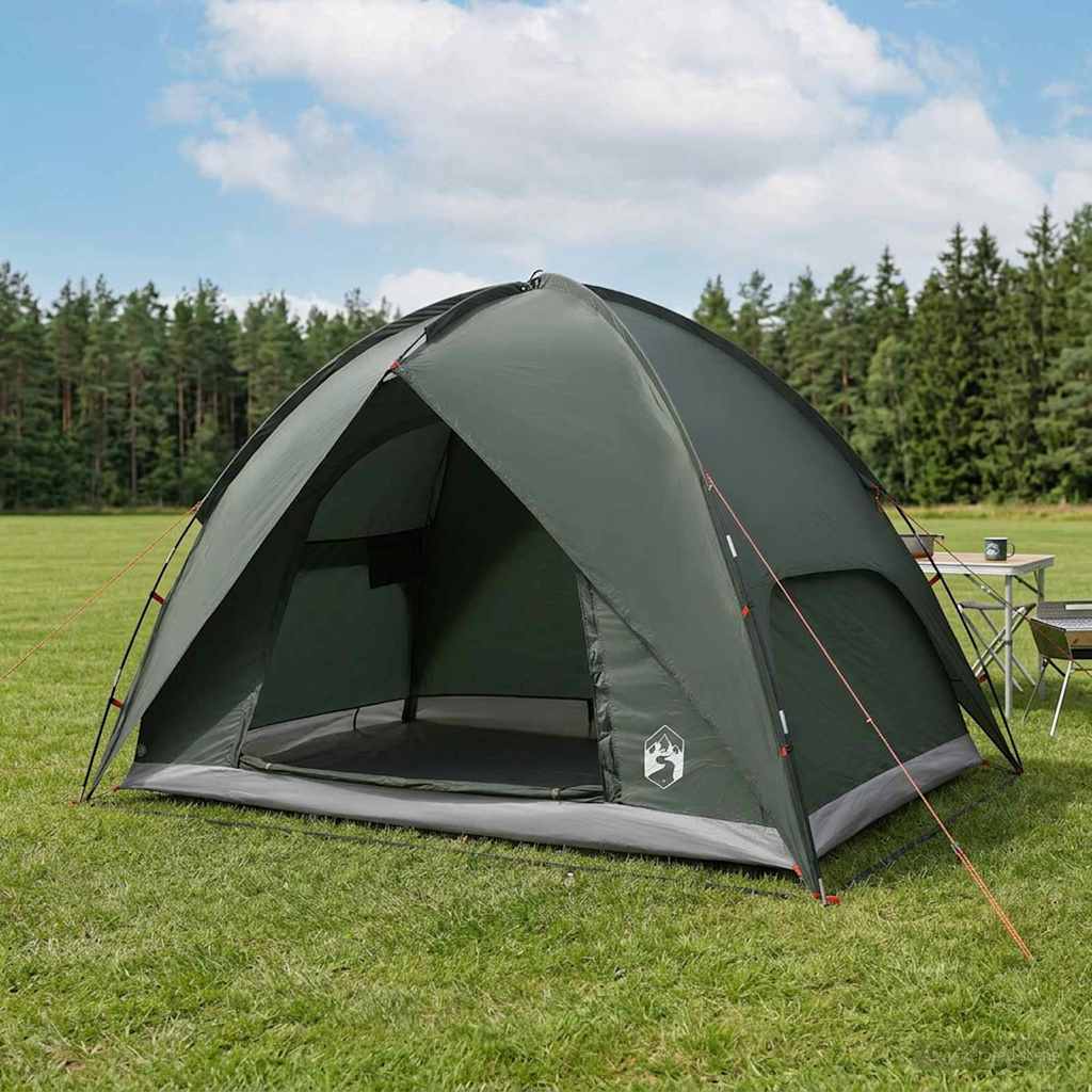 Vidaxl camping tent met regenhoes waterdicht 4-persoons legergroen