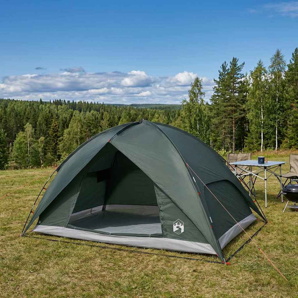 Vidaxl camping tent met regenhoes waterdicht 4-persoons legergroen