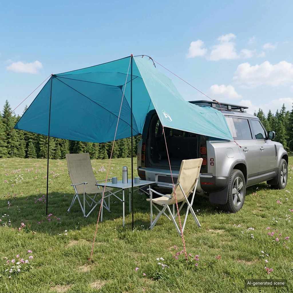 Vidaxl autotent blauw 350 x 250 cm polyester en staal