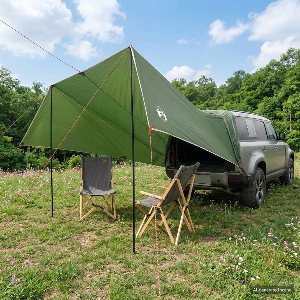 Vidaxl voertuig luifel groen 500 x 515 x 215 cm polyester en staal