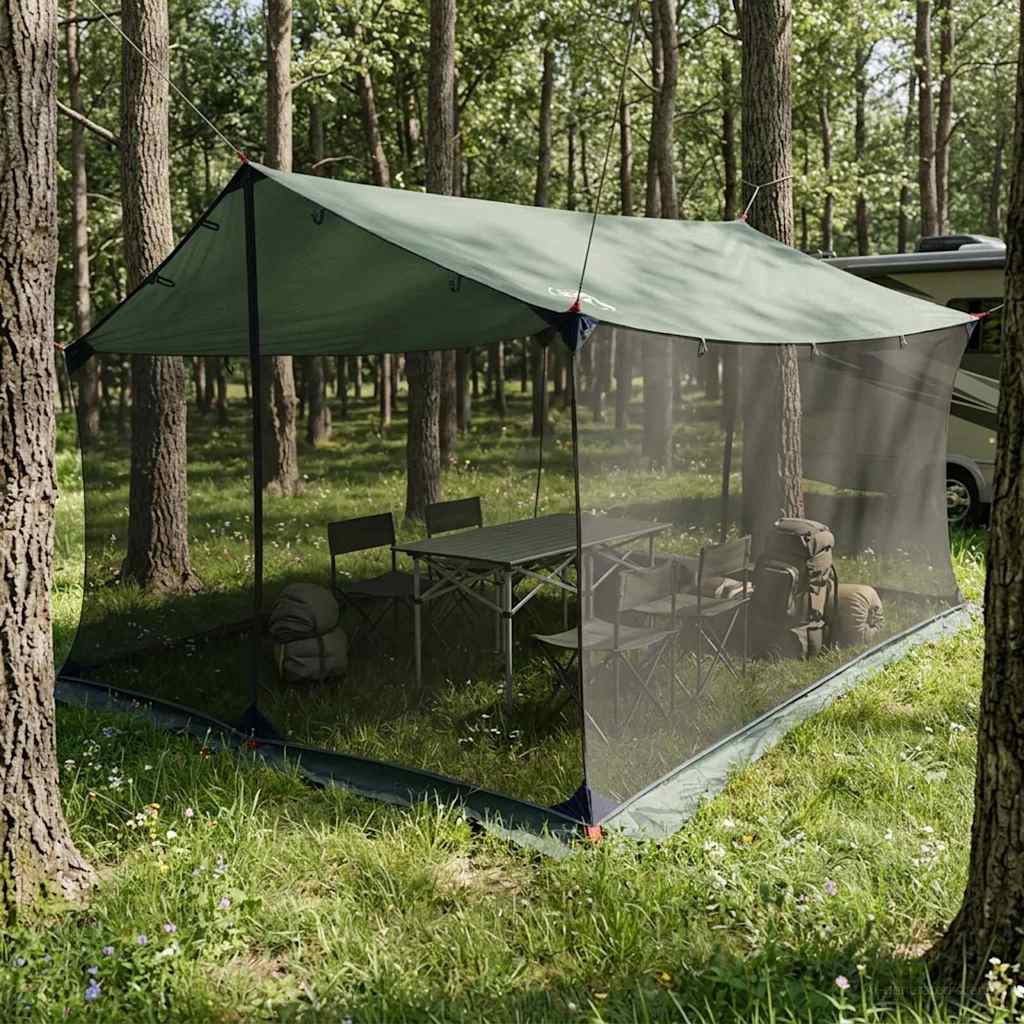 Vidaxl campingzeil met gaaswanden legergroen 340 x 260 x 220 cm