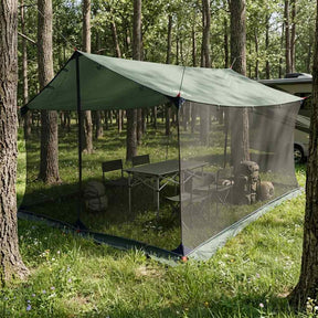 Vidaxl campingzeil met gaaswanden legergroen 340 x 260 x 220 cm