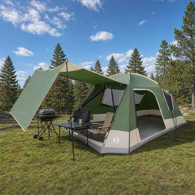 Vidaxl huisje tent 12-persoons groen polyester en staal