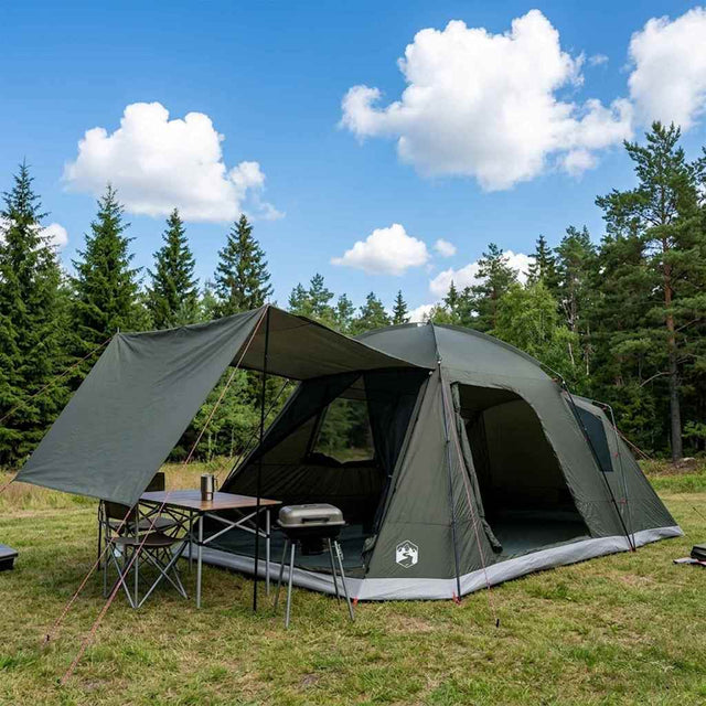 Vidaxl huisje tent 12-persoons leger groen polyester en staal