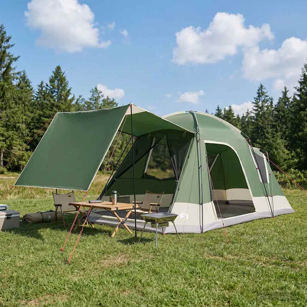 Vidaxl huisje tent 8-persoons groen polyester en staal