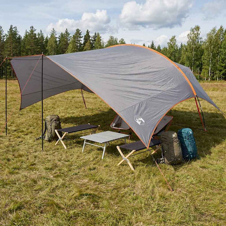 Vidaxl camping tarp waterbestendig grijs en oranje 695 x 580 x 200 cm