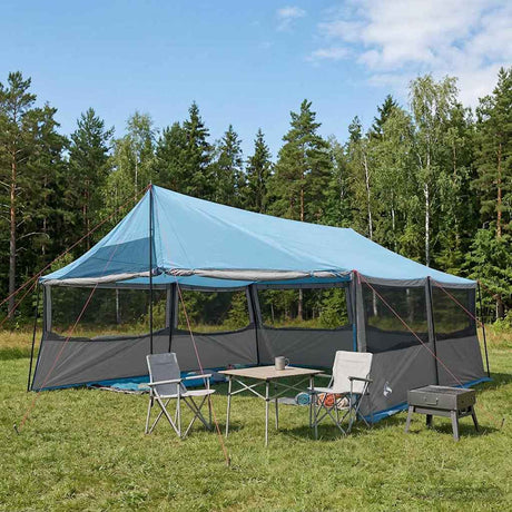 Vidaxl gezinstent blauw 600 x 402 x 268 cm polyester en staal