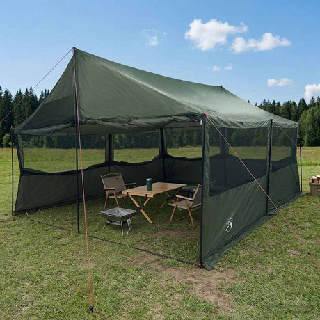 Vidaxl gezinstent leger groen 600 x 400 x 268 cm polyester en staal
