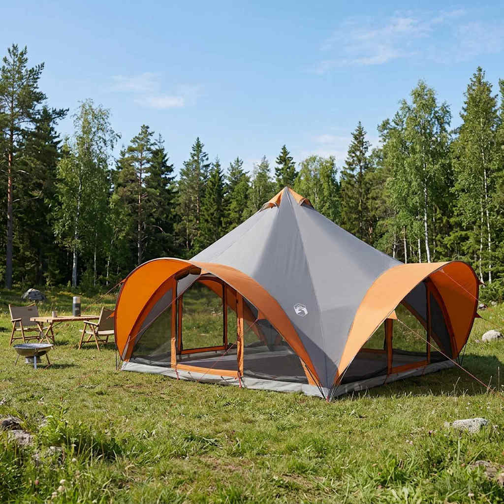 Vidaxl tipi tent 18.0-persoons grijs en oranje polyester en staal