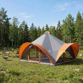 Vidaxl tipi tent 18.0-persoons grijs en oranje polyester en staal