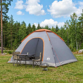 Vidaxl kamperen tent 6-persoons grijs en oranje