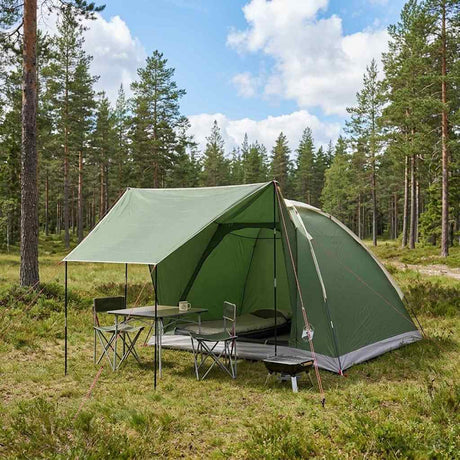 Vidaxl kamperen tent 4-persoons groen polyester en staal