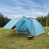 Vidaxl kamperen tent 4-persoons blauw polyester en staal