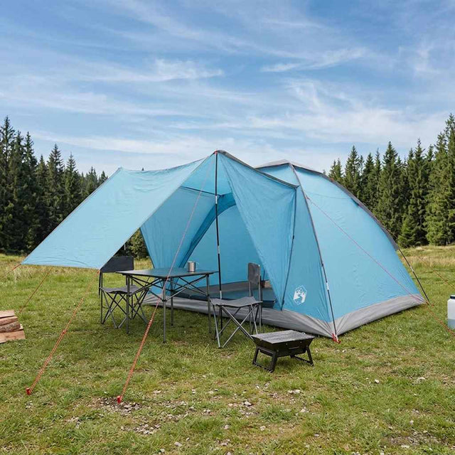 Vidaxl kamperen tent 4-persoons blauw polyester en staal
