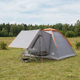 Vidaxl kamperen tent 4-persoons grijs en oranje polyester en staal