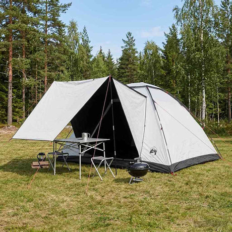 Vidaxl kamperen tent 6-persoons wit blackout polyester en staal