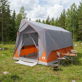 Vidaxl tunneltent 8-persoons grijs en oranje polyester en staal