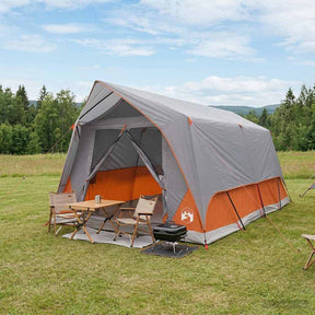 Vidaxl tunneltent 6-persoons grijs en oranje polyester en staal