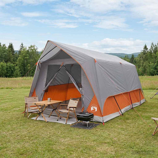 Vidaxl tunneltent 6-persoons grijs en oranje polyester en staal