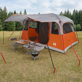 Vidaxl tunneltent 12-persoons grijs en oranje polyester en staal