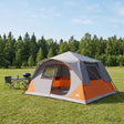 Vidaxl directe tent 10-persoons grijs en oranje polyester en staal