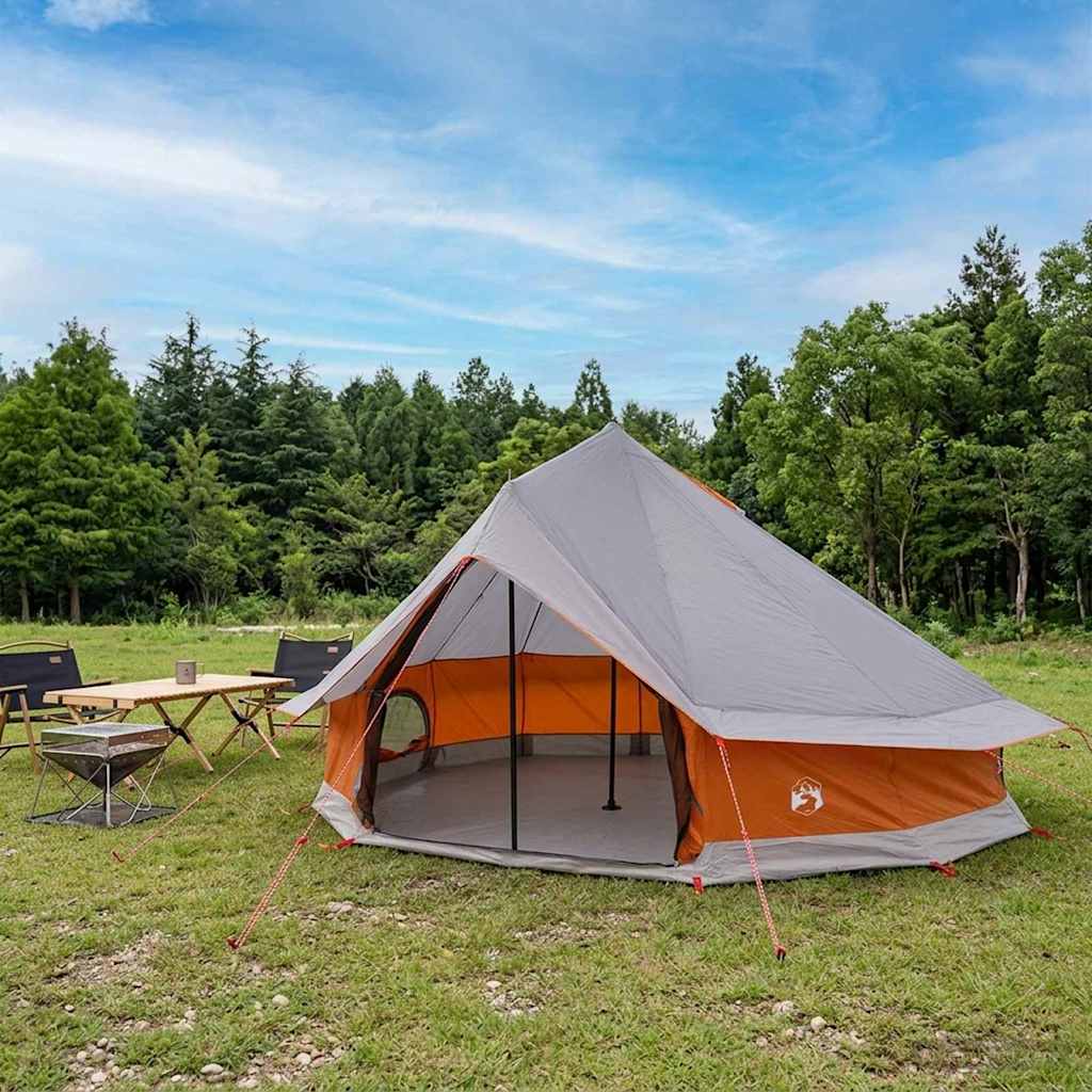 Vidaxl tipi tent 18-persoons grijs en oranje polyester en staal