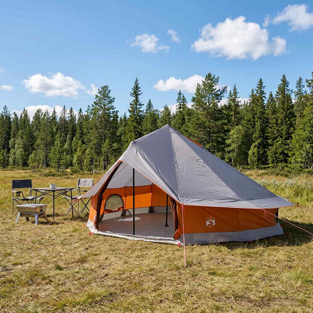 Vidaxl tipi tent 20-persoons grijs en oranje polyester en staal