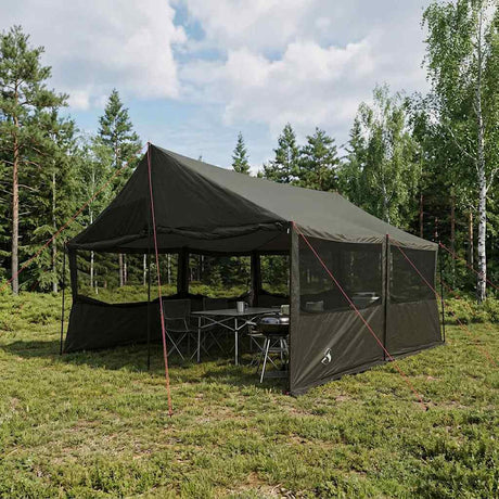 Vidaxl gezinstent bruin grijs 450 x 400 x 265 cm polyester en staal